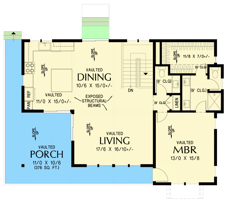 Plan 69865AM: 3-Bed Mid-Century Modern House Plan with L-Shaped Front Porch - 1707 Sq Ft - Floor Plan - 2nd Floor - Mid Century Modern, Modern, Mountain, Northwest