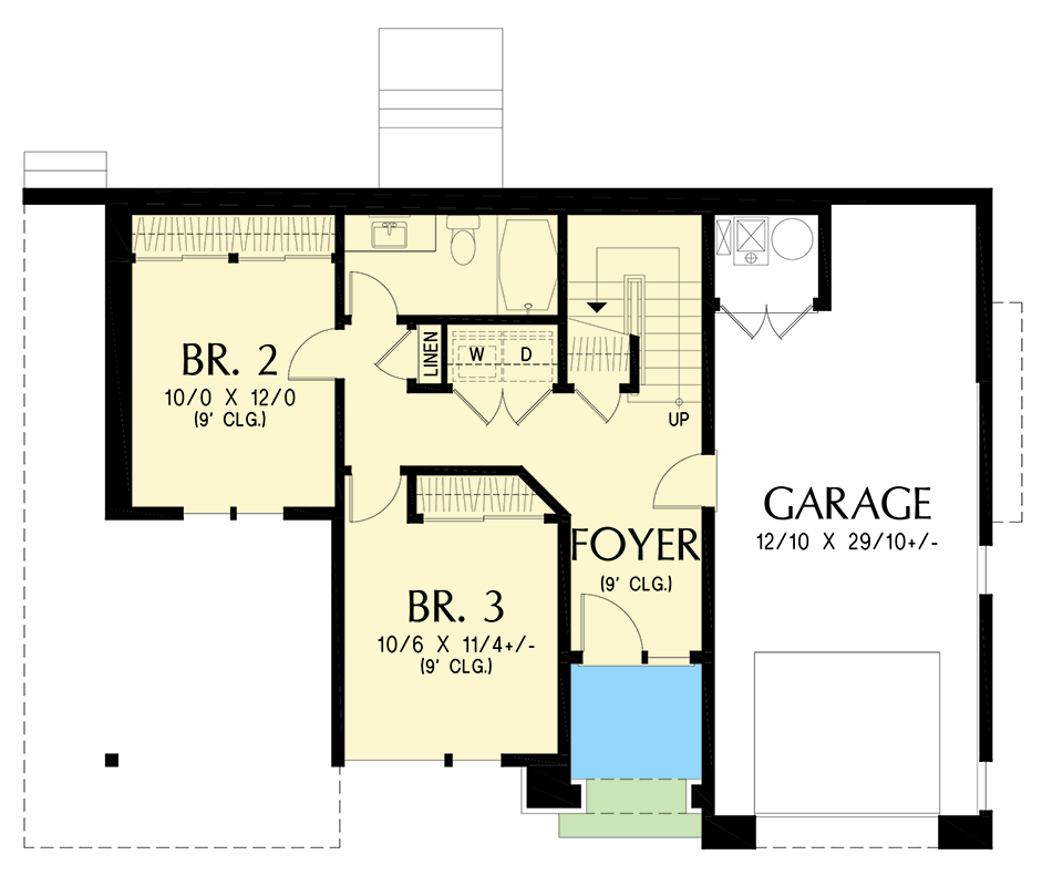 Plan 69866AM: Scandinavian Up-Sloping Mountain House Plan with 3 Bedrooms - 1707 Sq Ft - Floor Plan - Main Level - Contemporary, Modern, Mountain, Northwest, Scandinavian