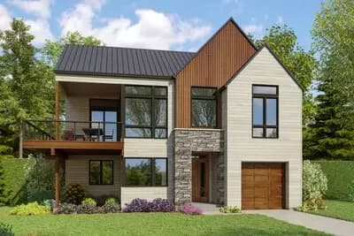 Scandinavian Up-Sloping Mountain House Plan with 3 Bedrooms - 1707 Sq Ft