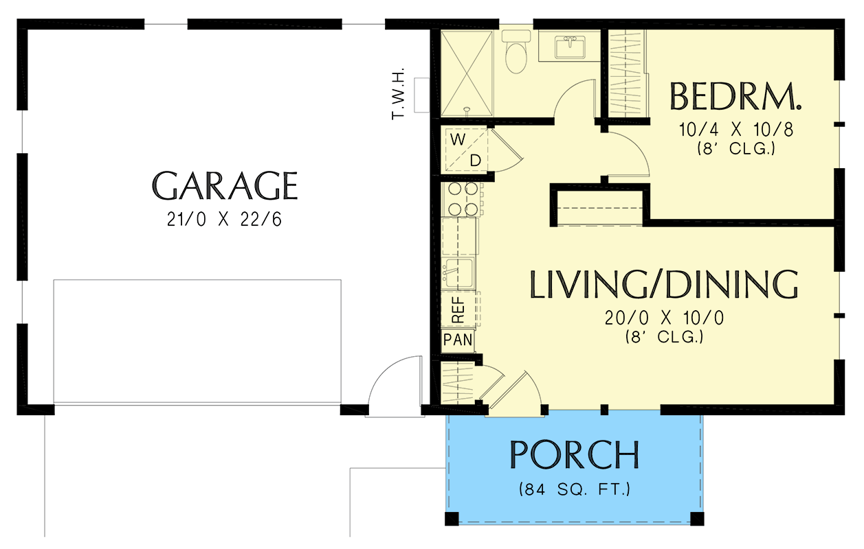 Plan 69868AM: One-Story House Plan that is Equal Parts House and Garage - 506 Sq Ft Each - Floor Plan - Main Level - Cottage, Ranch, Traditional