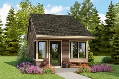 Small Cottage House Plan with Sleeping Loft - 677 Sq Ft