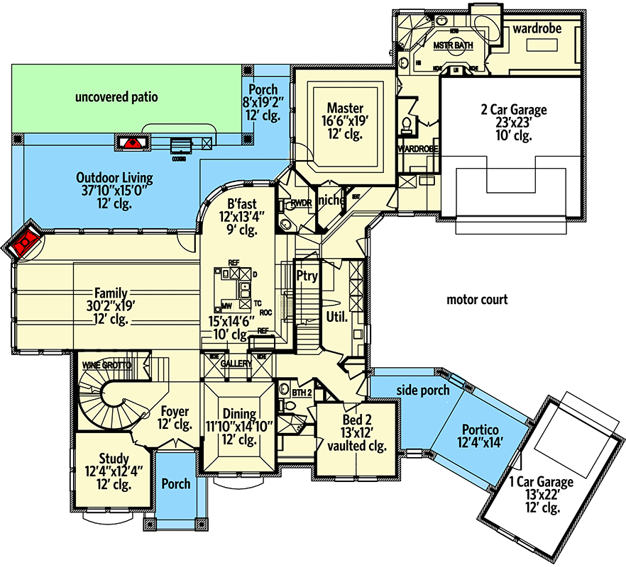 Plan 36421TX: Lap Of Luxury With Room For Expansion - 4671 Sq Ft - Floor Plan - Main Level - European, French Country