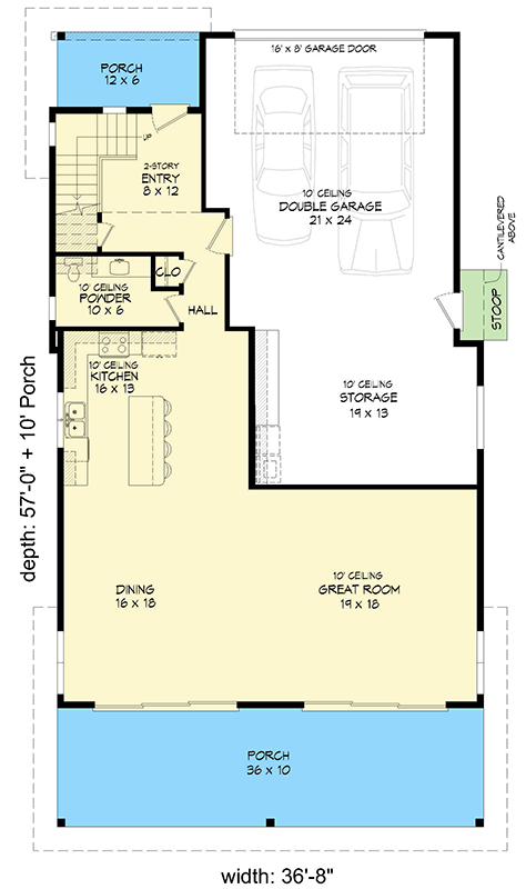 Plan 680368VR: Modern 2-Story House Plan with Two Master Suites - 2901 Sq Ft - Floor Plan - Main Level - Mid Century Modern, Modern