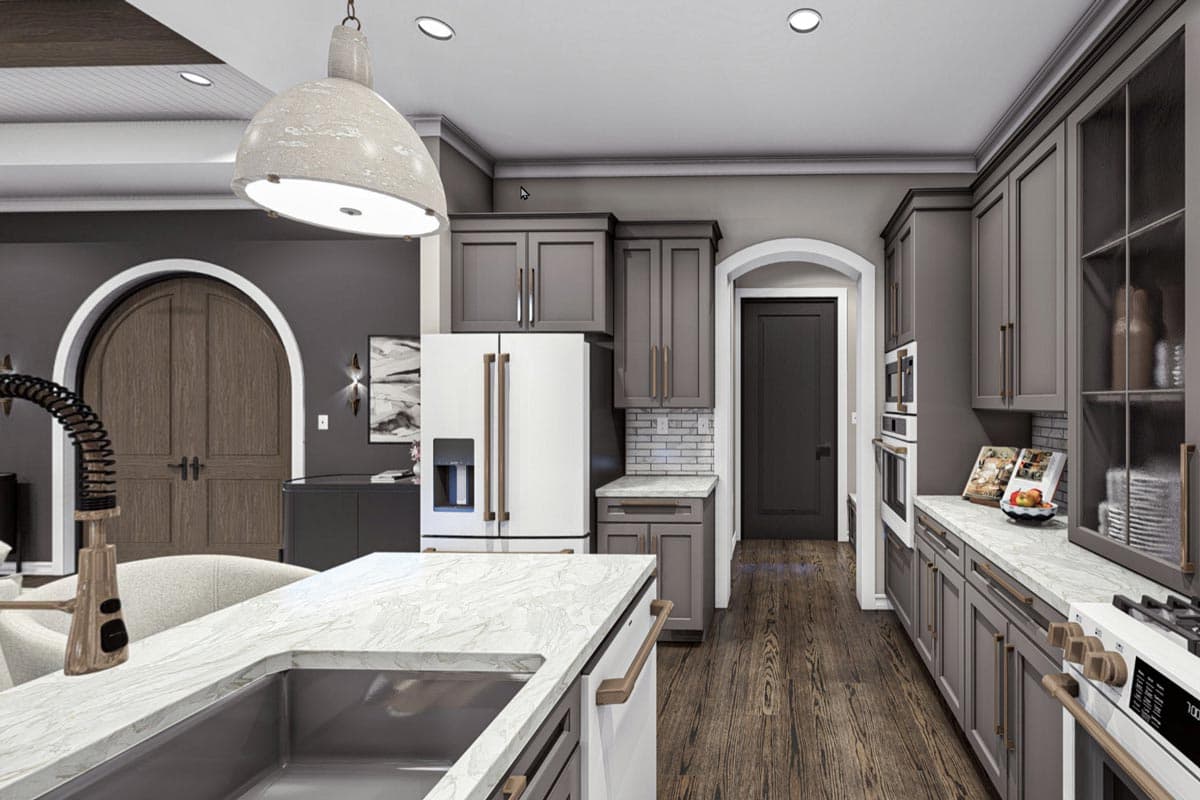 Plan 623390DJ: 3-Bed Modern European House Plan with Outdoor Kitchen - 2038 Sq Ft - Virtual Tour Cover Image - European, Ranch, Transitional