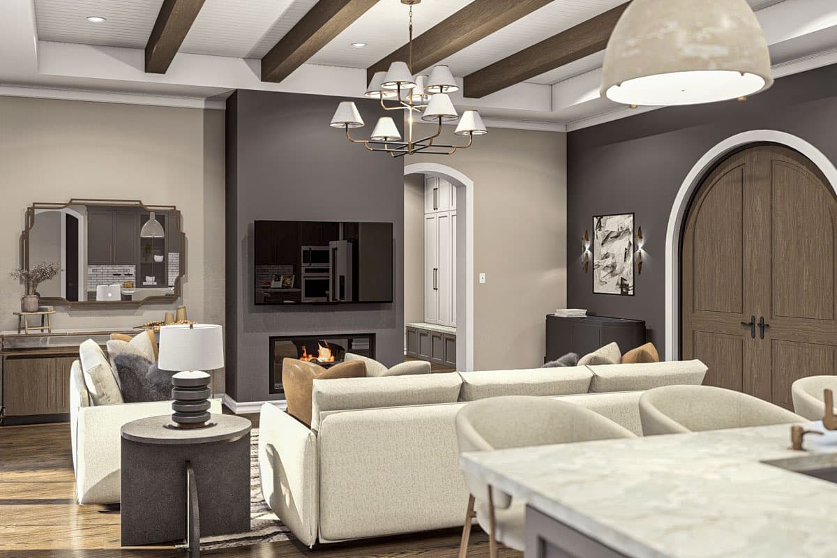 Plan 623390DJ: 3-Bed Modern European House Plan with Outdoor Kitchen - 2038 Sq Ft - Image #9 - European, Ranch, Transitional