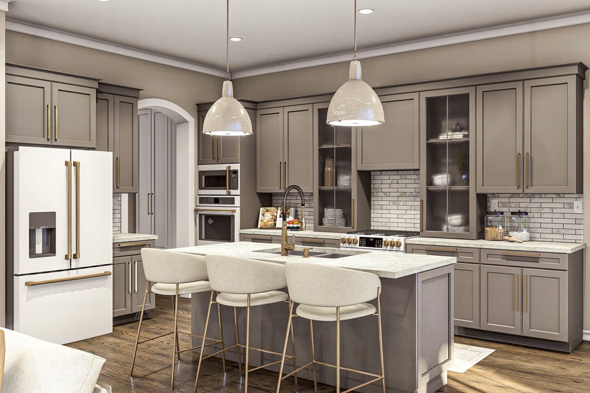 Plan 623390DJ: 3-Bed Modern European House Plan with Outdoor Kitchen - 2038 Sq Ft - Image #12 - European, Ranch, Transitional
