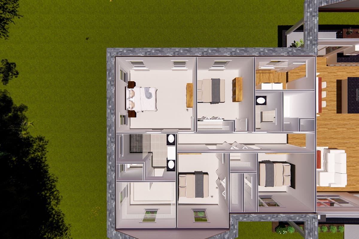 Plan 52362WM: 4-Bed Traditional Ranch House Plan with Clustered Beds - 1931 sq Ft - Image #9 - Country, Craftsman, Ranch, Traditional