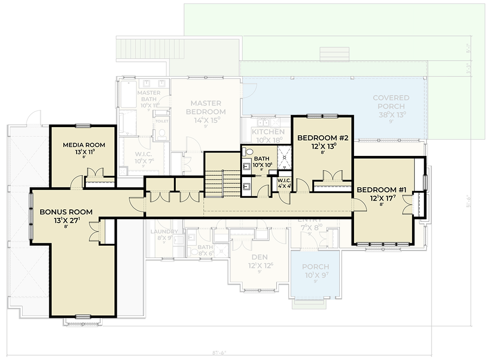 Plan 280215JWD: New American House Plan with Flex Room and Lower Level Expansion - 3491 Sq Ft - Floor Plan - 2nd Floor - European, Modern Farmhouse, New American, Transitional