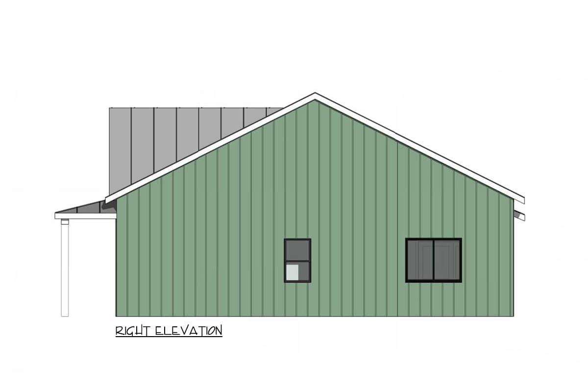 Plan 420164WNT: 2-Bed ADU Farmhouse Plan with 2-Car Garage - 910 Sq Ft - Image #8 - Cabin, Cottage, Country, Farmhouse, Modern Farmhouse, Traditional