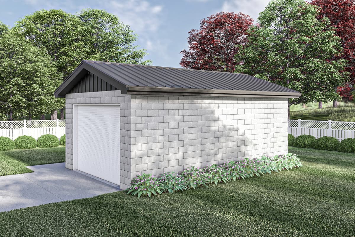Plan 623392DJ: 1-Car Detached Garage with 12x8 Overhead Door - 280 Sq Ft - Image #4 - Traditional