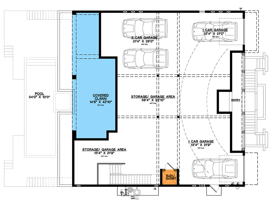 Plan 31857DN: Two-Story Coastal Beach House Plan with Two-Story Great Room - 5102 Sq Ft - Floor Plan - Foundation Level - Coastal, Coastal Contemporary, Florida-Style