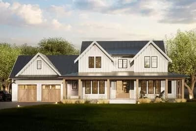 Two-Story Modern Farmhouse Plan with Guest Suite on Main Level - 2974 Sq Ft