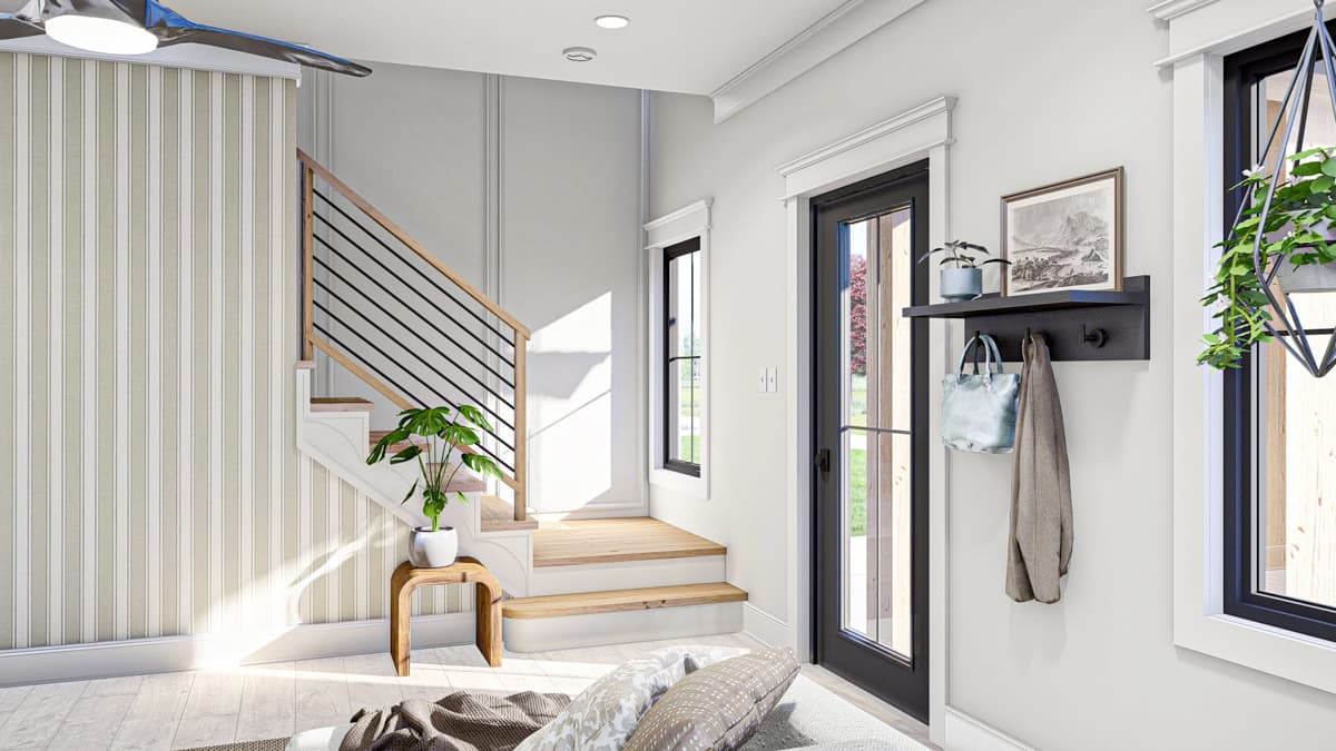 Plan 623394DJ: Triplex House Plan with Side-By-Side 3-Bedroom Units - 1277 Sq Ft Each - Image #5 - Modern Farmhouse, New American, Traditional