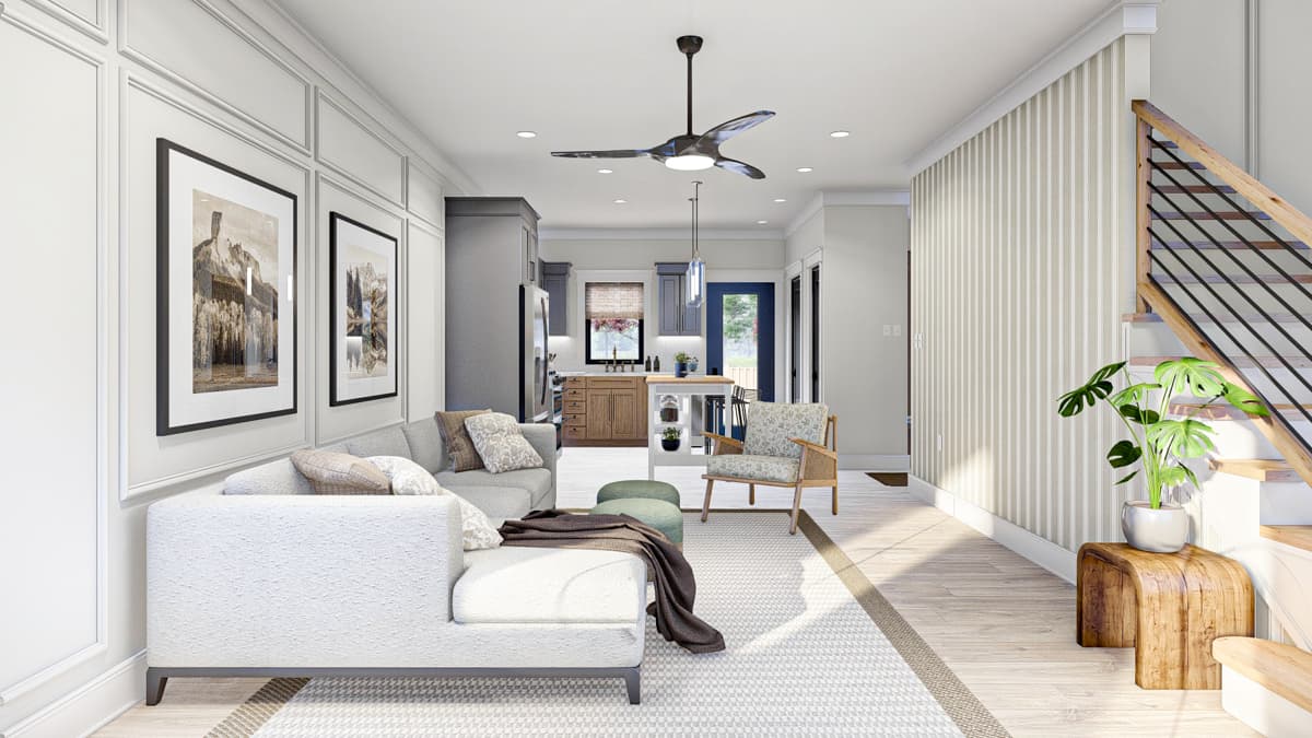 Plan 623394DJ: Triplex House Plan with Side-By-Side 3-Bedroom Units - 1277 Sq Ft Each - Image #7 - Modern Farmhouse, New American, Traditional