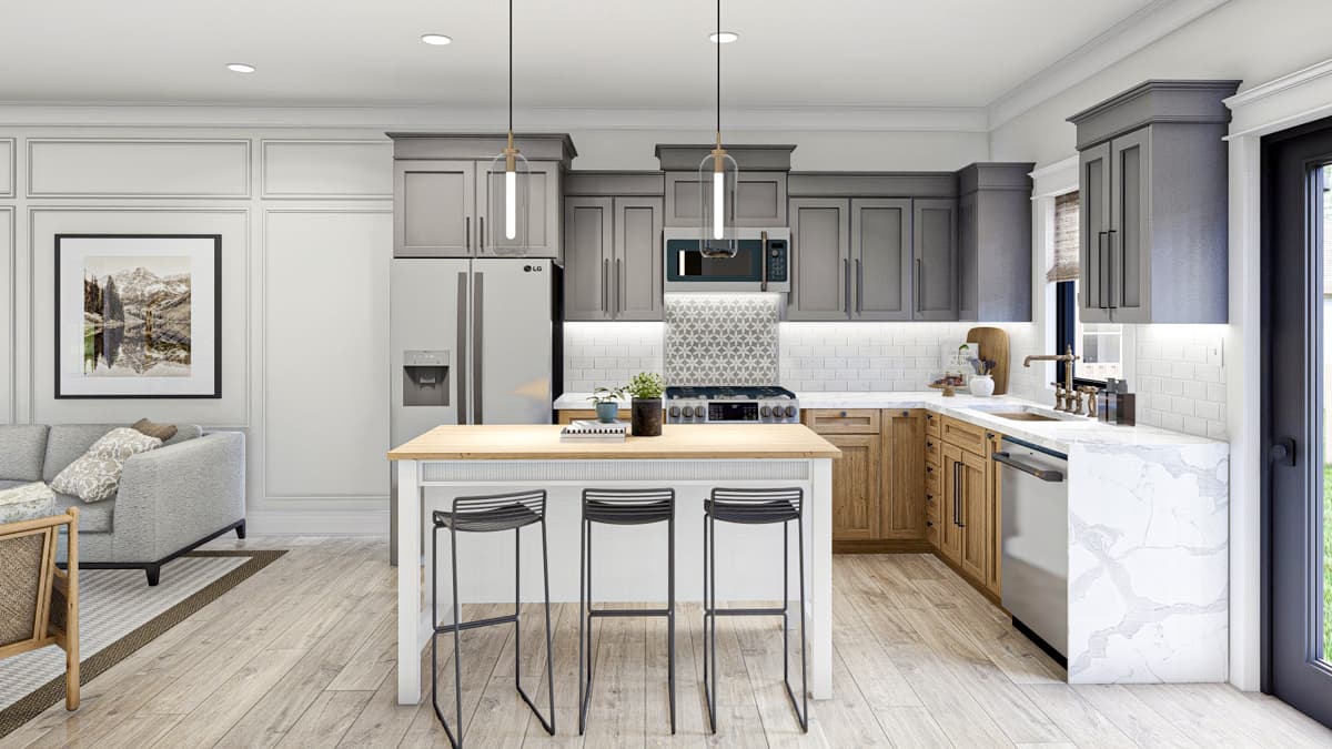 Plan 623394DJ: Triplex House Plan with Side-By-Side 3-Bedroom Units - 1277 Sq Ft Each - Image #8 - Modern Farmhouse, New American, Traditional