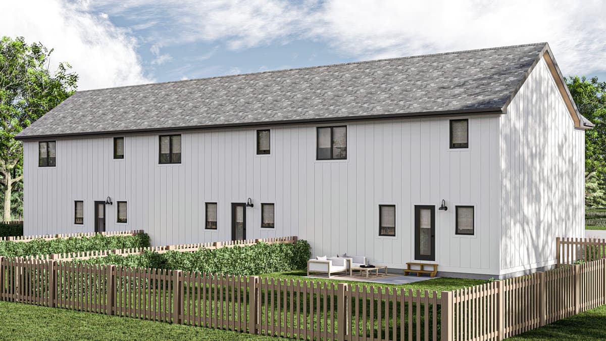 Plan 623394DJ: Triplex House Plan with Side-By-Side 3-Bedroom Units - 1277 Sq Ft Each - Image #16 - Modern Farmhouse, New American, Traditional