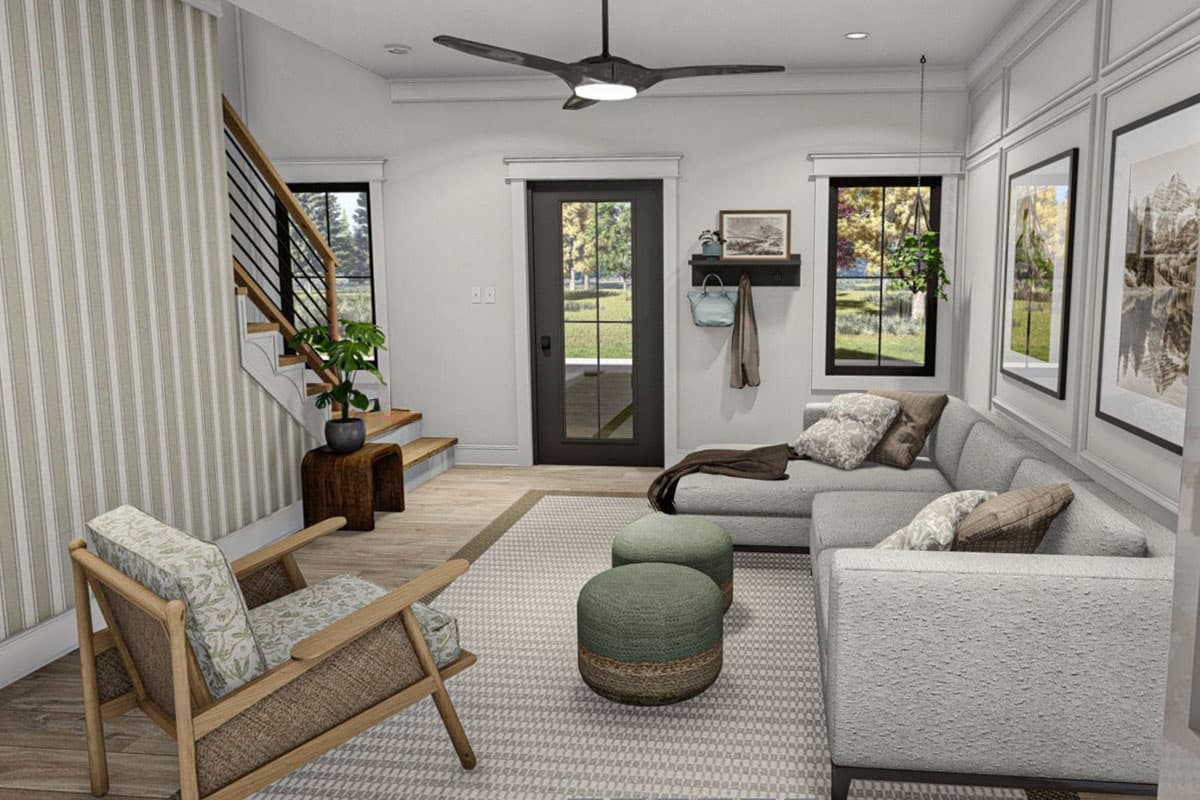 Plan 623394DJ: Triplex House Plan with Side-By-Side 3-Bedroom Units - 1277 Sq Ft Each - Virtual Tour Cover Image - Modern Farmhouse, New American, Traditional