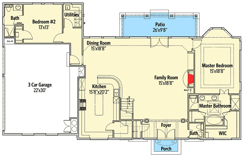 Plan 36429TX: Luxury Spanish Villa With 4 Bedrooms - Floor Plan - Main Level - European, Florida-Style, Mediterranean, Spanish