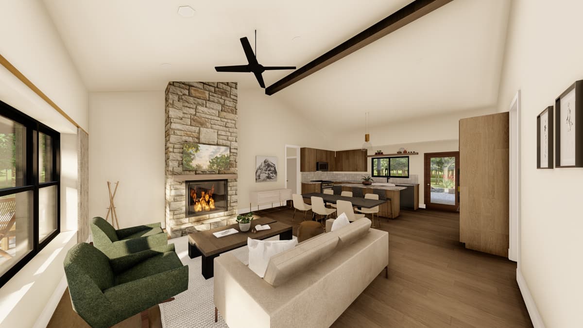Plan 380019ASH: 1850 Square Foot Rustic Mountain Ranch House Plan with 2-Car Garage - Image #8 - Country, Craftsman, Mountain, Ranch, Rustic