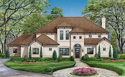 4-Bed European-style Home Plan with Upstairs Game Room and Two Bonus Rooms