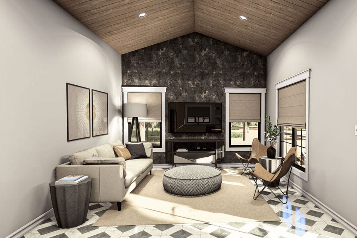 Plan 623395DJ: 1-Bed Adobe ADU House Plan with Pergola - 690 Sq Ft - Virtual Tour Cover Image - Adobe , Southwest, Spanish