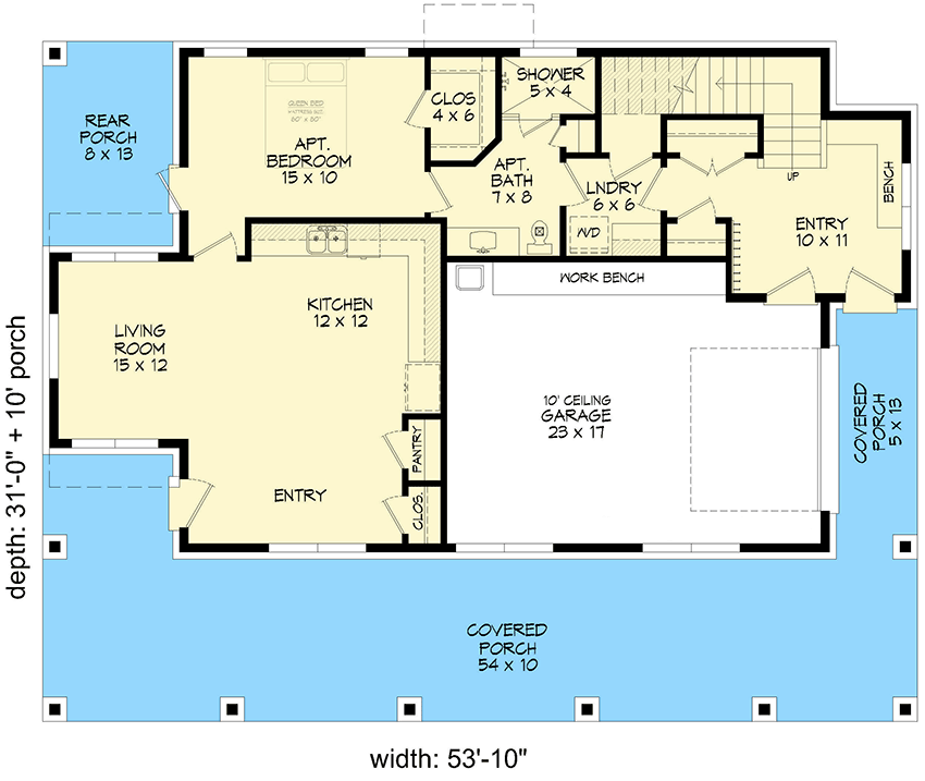 Plan 680373VR: Lake House Plan with Ground Level Apartment and Optional Loft - 2452 Sq Ft - Floor Plan - Main Level - Contemporary, Mountain