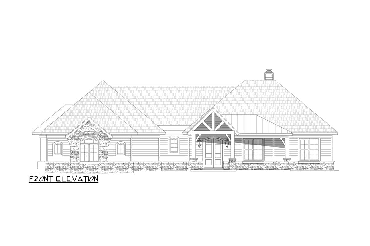 Plan 680374VR: 2000 Square Foot House Plan with Split Bedroom Layout and 3-Car Garage - Image #6 - Ranch, Traditional