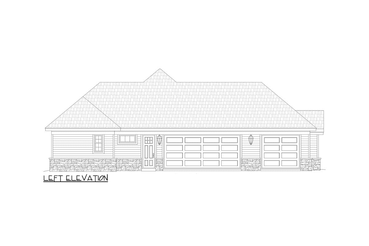 Plan 680374VR: 2000 Square Foot House Plan with Split Bedroom Layout and 3-Car Garage - Image #7 - Ranch, Traditional