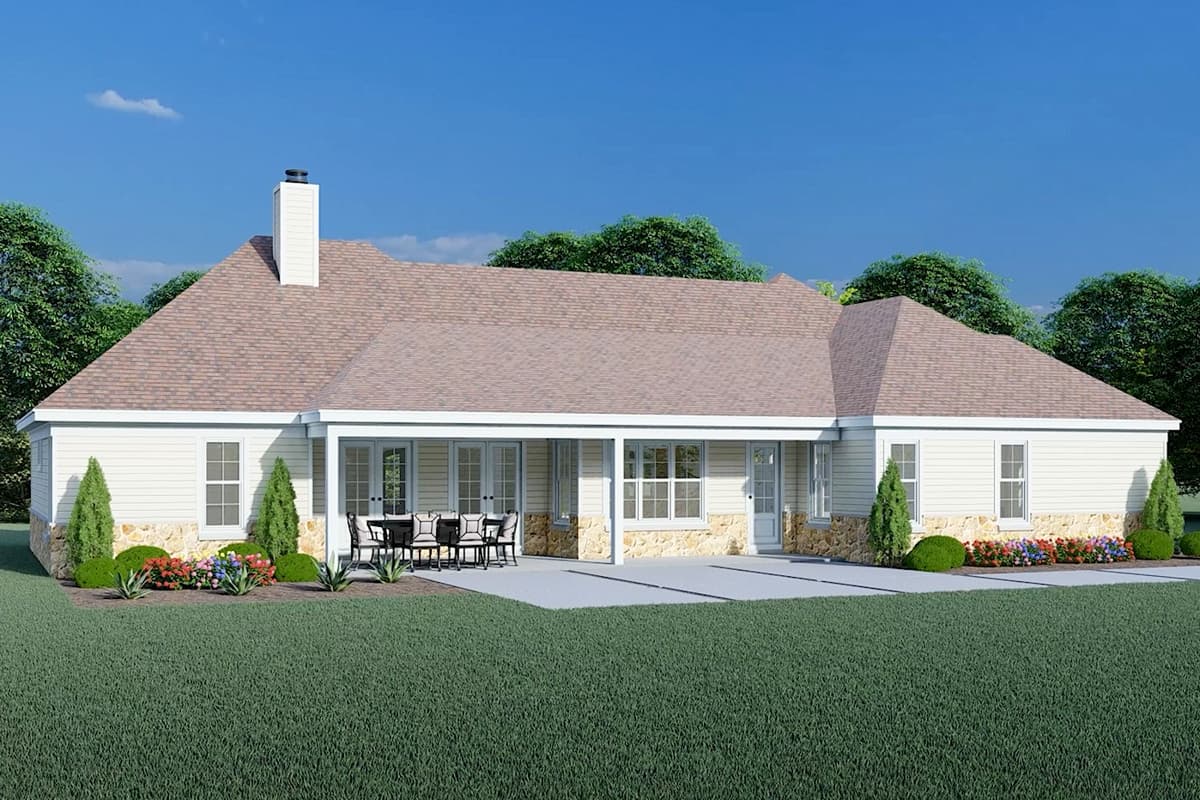 Plan 680374VR: 2000 Square Foot House Plan with Split Bedroom Layout and 3-Car Garage - Image #4 - Ranch, Traditional