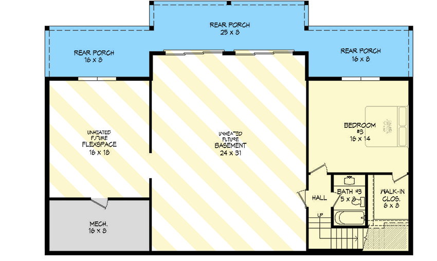 Plan 680375VR: 3 Bed Lake House Plan with Lower Level Expansion - 2185 Sq Ft - Floor Plan - Lower Level - Craftsman, Mountain, New American