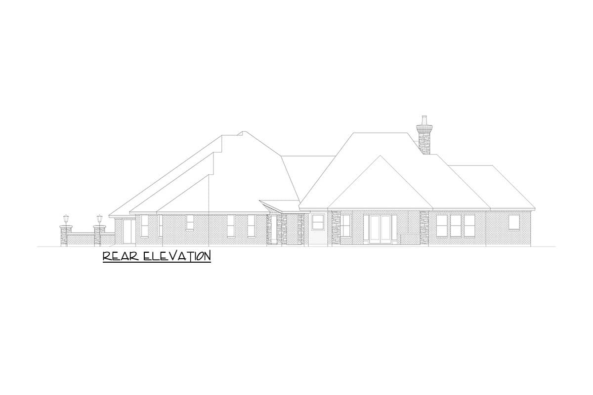 Plan 36438TX: Elegant French Country House Plan with Outdoor Lounge and 3-Car Angled Garage - Image #15 - European, French Country