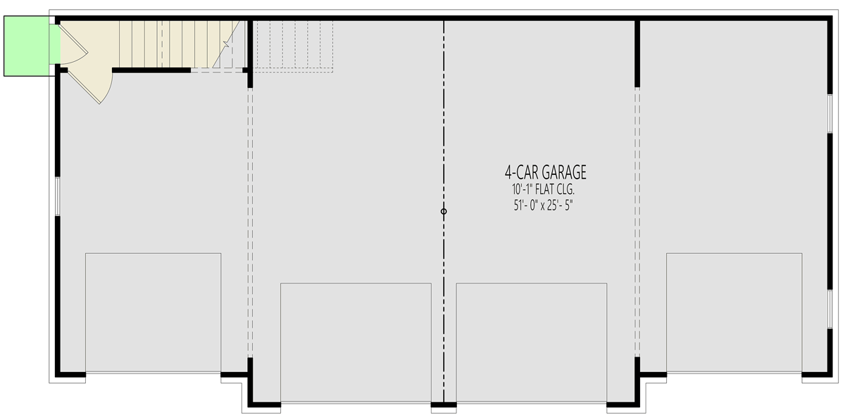 Plan 25826GE: 4-Car Detached Garage Apartment Plan with Upstairs Living - 1056 Sq Ft - Floor Plan - Main Level - Country, Traditional