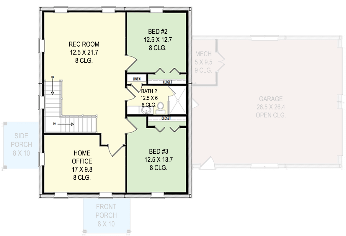 Plan 777071MTL: Two-Story Barndominium House plan with Rec Room Above - 2556 Sq Ft - Floor Plan - 2nd Floor - Barndominium, Craftsman, Mountain