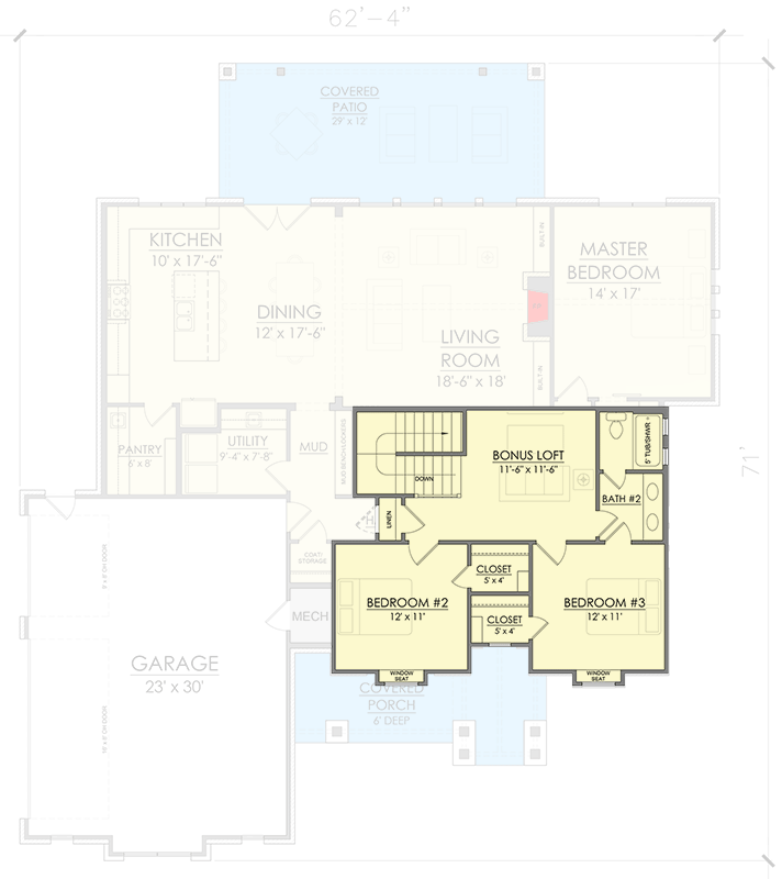 Plan 421563CHD: Two-Story New American House Plan with Lot Above - 2556 Sq Ft - Floor Plan - 2nd Floor - Craftsman, New American, Rustic