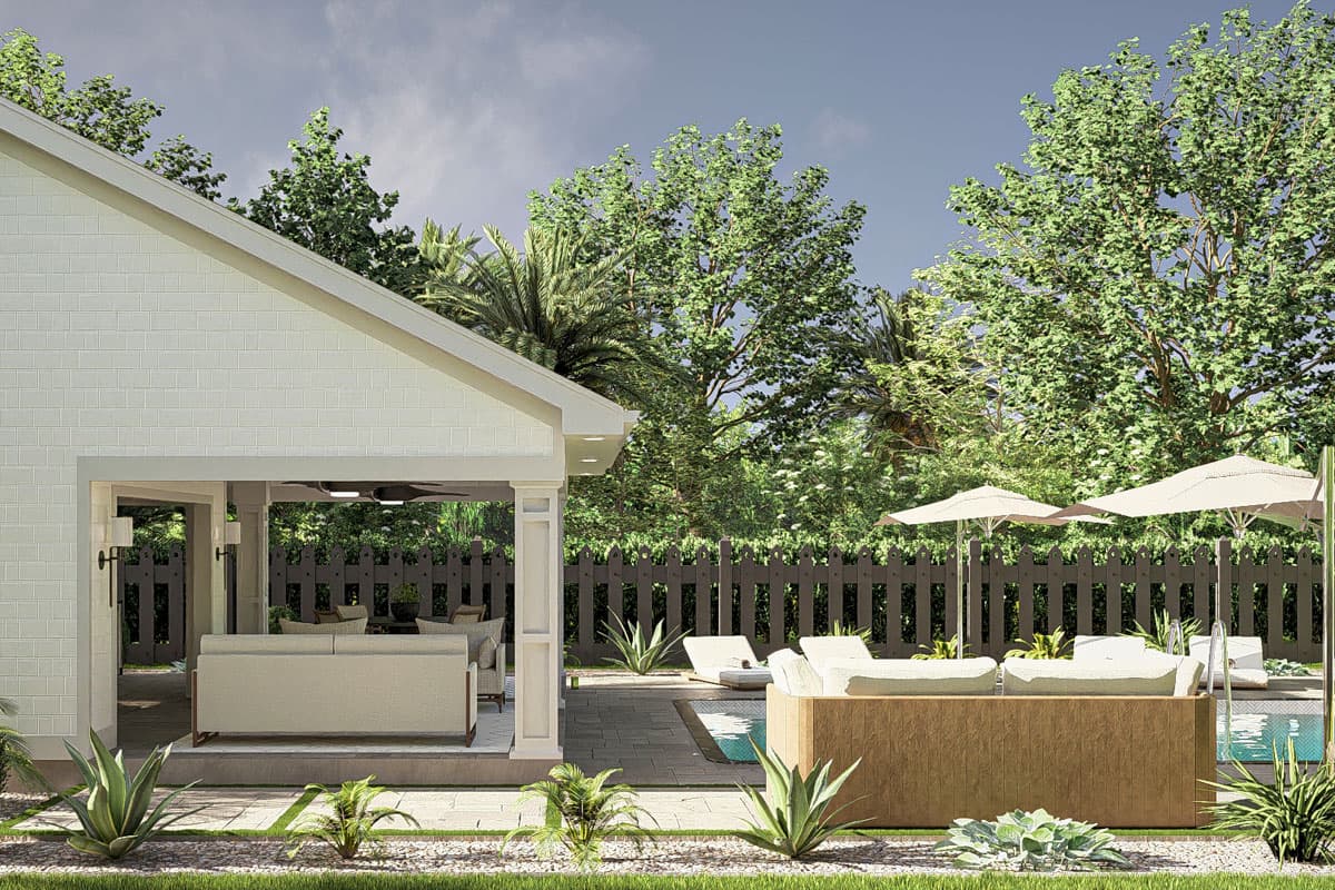 Plan 623396DJ: Craftsman Style Pool House with One Bath - 386 Sq Ft - Image #5 - Craftsman, Traditional