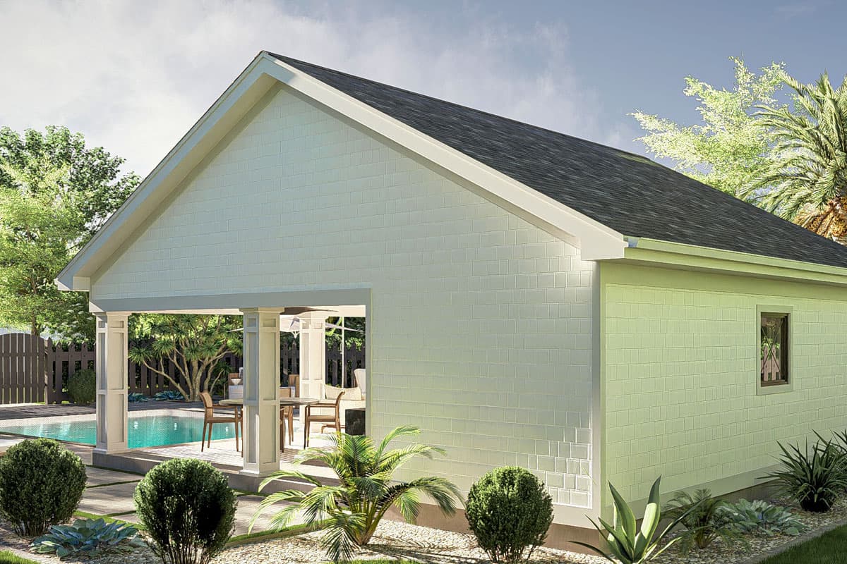 Plan 623396DJ: Craftsman Style Pool House with One Bath - 386 Sq Ft - Image #10 - Craftsman, Traditional