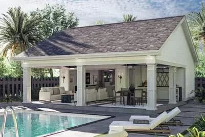Craftsman Style Pool House with One Bath - 386 Sq Ft