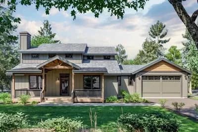 3-Bed Craftsman Bungalow House Plan with Vaulted Living - 2246 Sq Ft