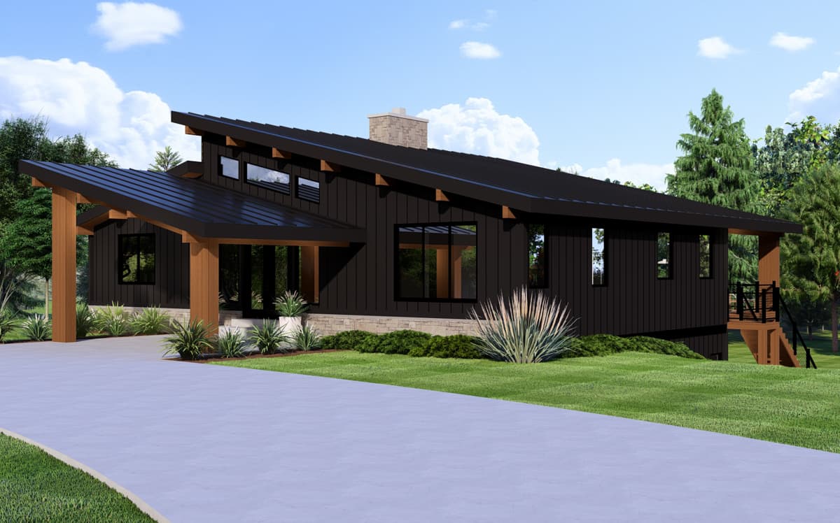 Plan 135259GRA: Modern Mountain-Style House Plan with Lower Level Expansion - 2034 Sq Ft - Image #4 - Contemporary, Mid Century Modern, Modern, Mountain, Vacation