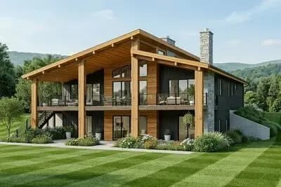 Modern Mountain-Style House Plan with Lower Level Expansion - 2034 Sq Ft