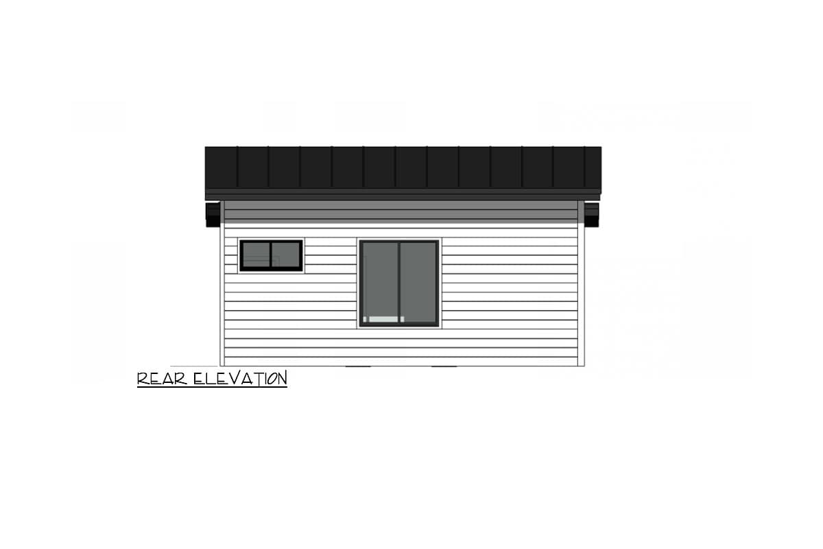 Plan 420168WNT: 1-Bedroom Modern Cottage ADU House Plan w/ Vaulted Living - 594 Sq Ft - Image #4 - Cabin, Cottage, Mid Century Modern, Modern