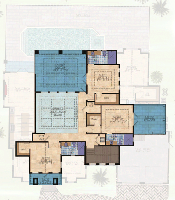 Plan 31861DN: Coastal Contemporary House Plan with Over 1200 Sq Ft of Outdoor Living - 4335 Sq Ft - Floor Plan - 2nd Floor - Coastal Contemporary, Southern, Southern Traditional, Transitional