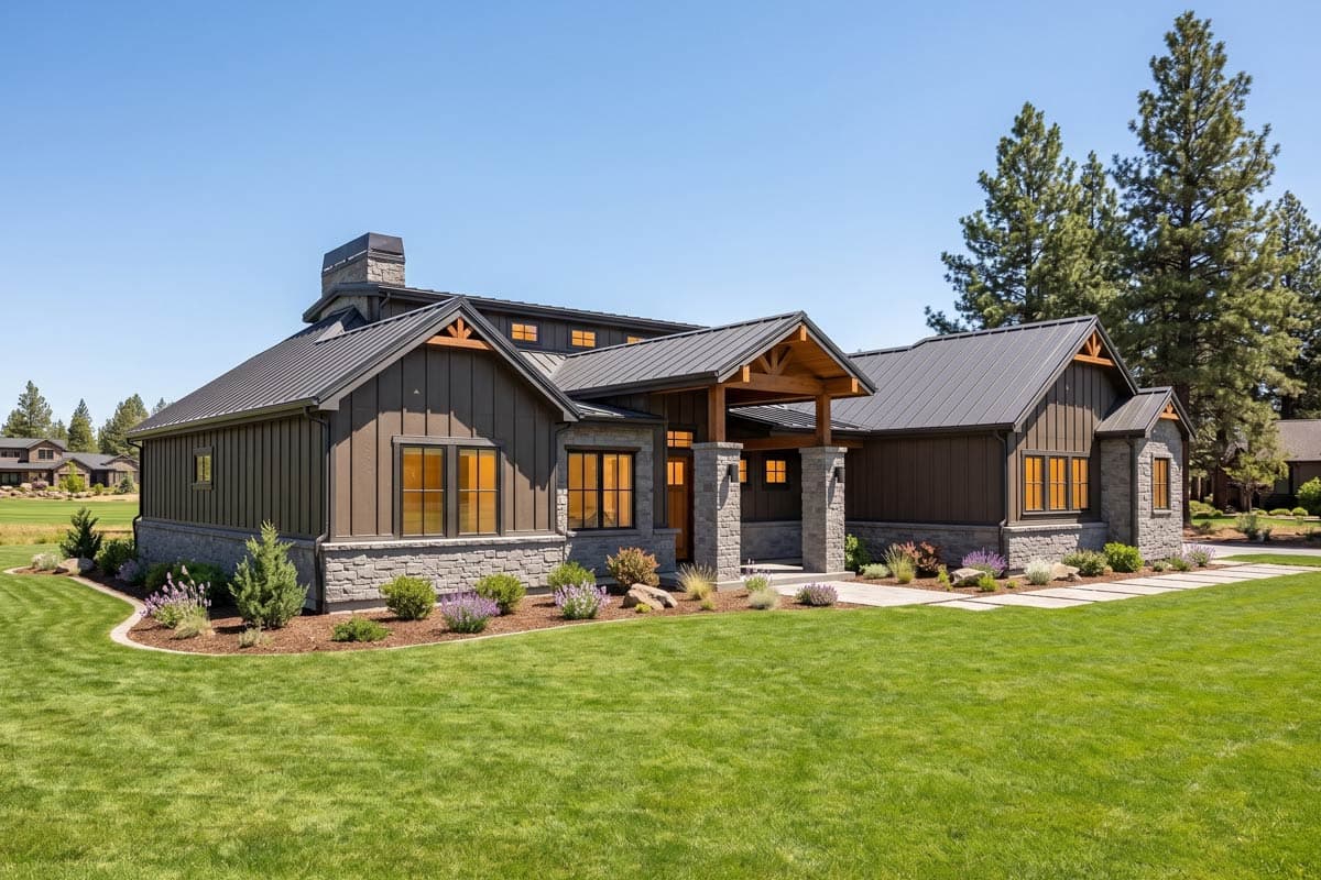 Plan 307704RAD: Craftsman Ranch House Plan with 3 Beds and Two-Story Great Room - Image #2 - Craftsman, Hill Country, Mountain, Ranch