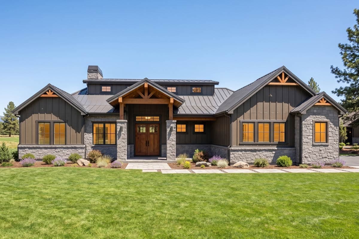 Plan image - 307704RAD:Craftsman Ranch House Plan with 3 Beds and Two-Story Great Room