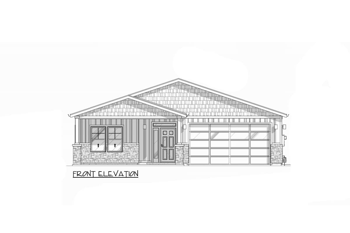 Plan 307705RAD: 3-Bed Country Bungalow House Plan with Vaulted Living Area - 1582 Sq Ft - Image #13 - Bungalow, Cottage, Country, Ranch, Traditional