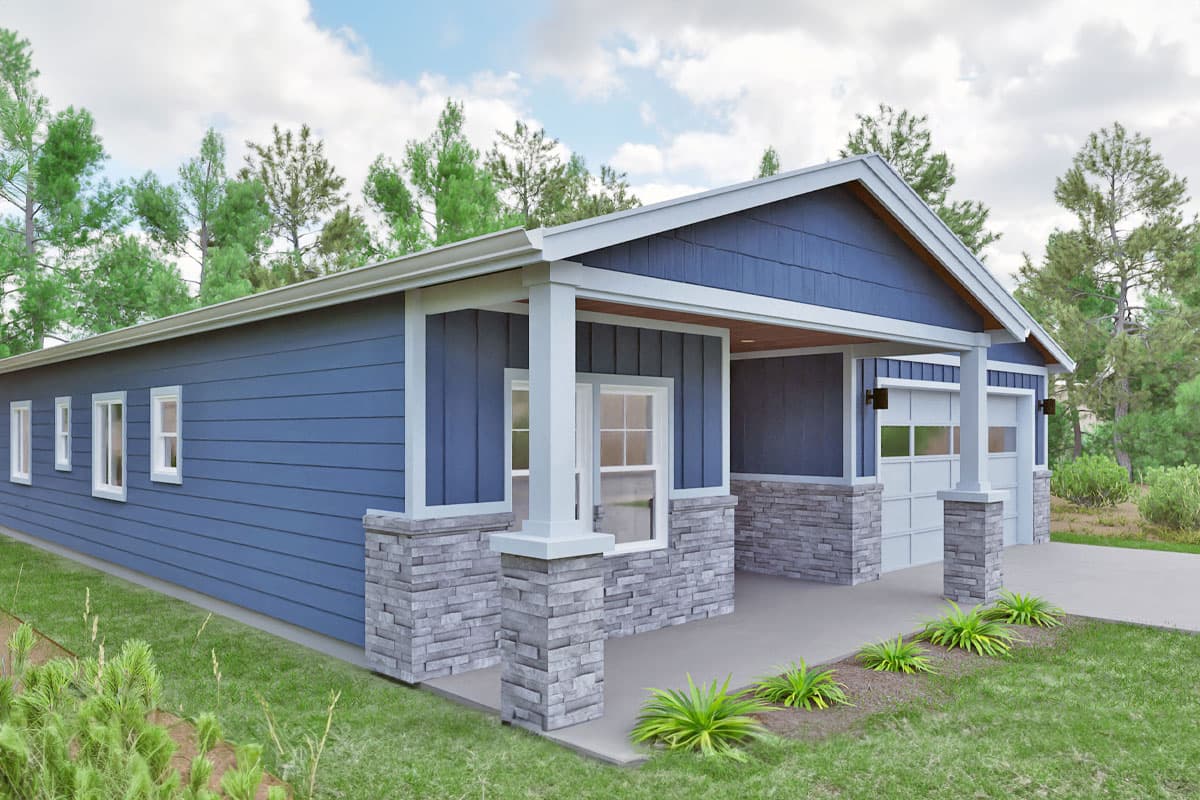 Plan 307705RAD: 3-Bed Country Bungalow House Plan with Vaulted Living Area - 1582 Sq Ft - Image #7 - Bungalow, Cottage, Country, Ranch, Traditional