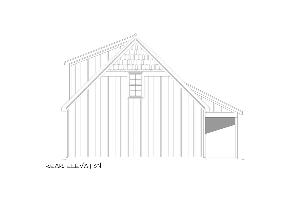 Plan 680379VR: 3-Car Country Style Garage with Flex Space with Full Bath Above - 974 Sq Ft - Image #4 - Country, Traditional