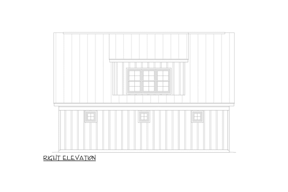 Plan 680379VR: 3-Car Country Style Garage with Flex Space with Full Bath Above - 974 Sq Ft - Image #5 - Country, Traditional