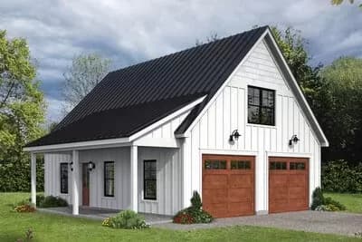 3-Car Country Style Garage with Flex Space with Full Bath Above - 974 Sq Ft
