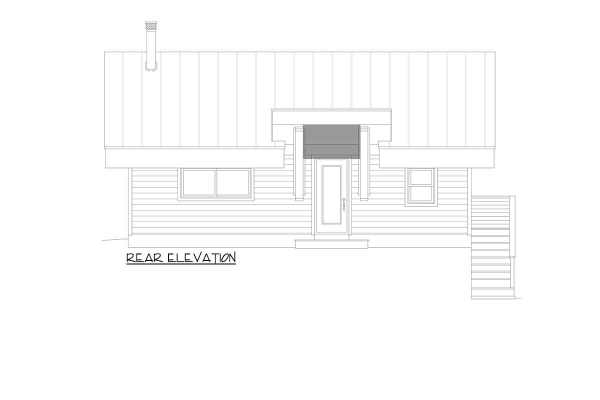 Plan 680380VR: Contemporary Lake House Plan wit Drive-Under Garage and Workshop - 1000 Sq Ft - Image #4 - Carriage, Contemporary, Modern, Mountain